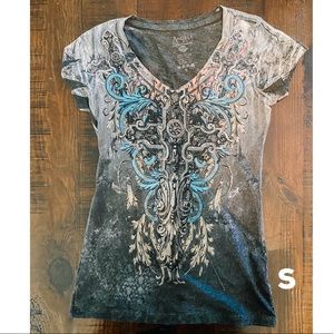 Bejeweled country chic top